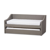 Baxton Studio Barnstorm Modern and Contemporary Grey Fabric Upholstered Daybed with Guest Trundle Bed